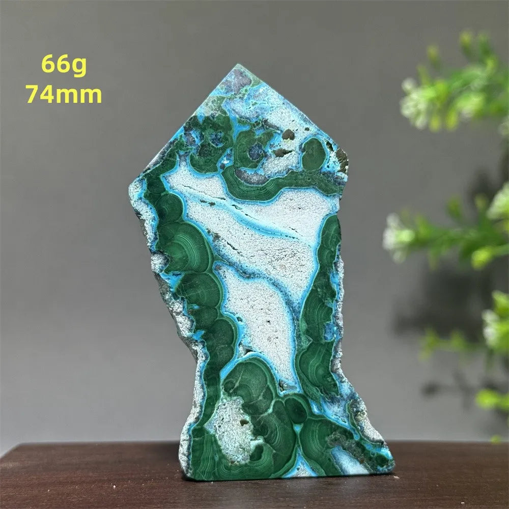Tour de chrysocolle bleue naturelle, obélisque de forme libre, pierre brute, spécimen minéral, guérison Reiki, méditation, sorcellerie, décoration intérieure