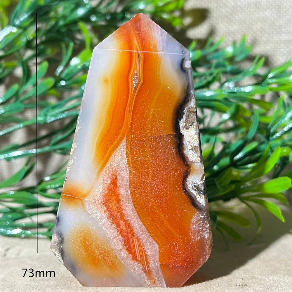 Natural Carnelian Agate Druzy Flat Tower