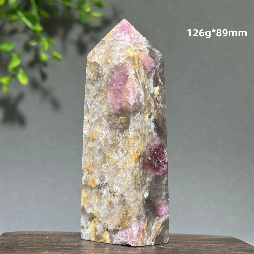 Natural Plum Blossom Tourmaline Obelisk