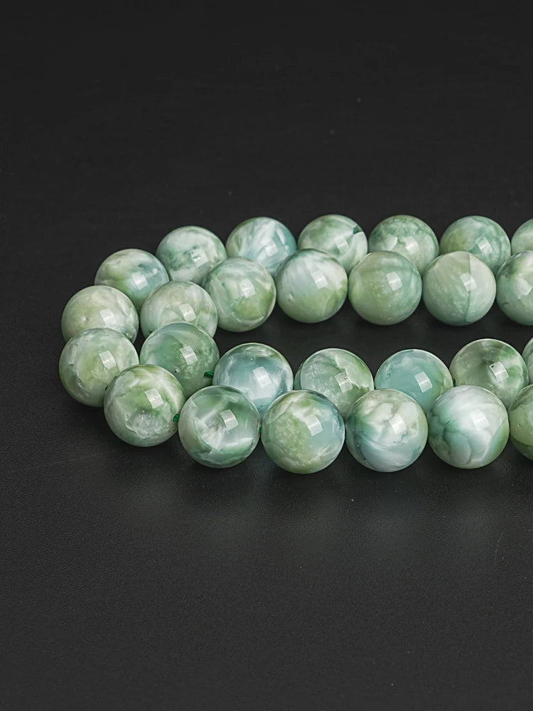HQ Genuine Natural Green Angelite Bead Strand