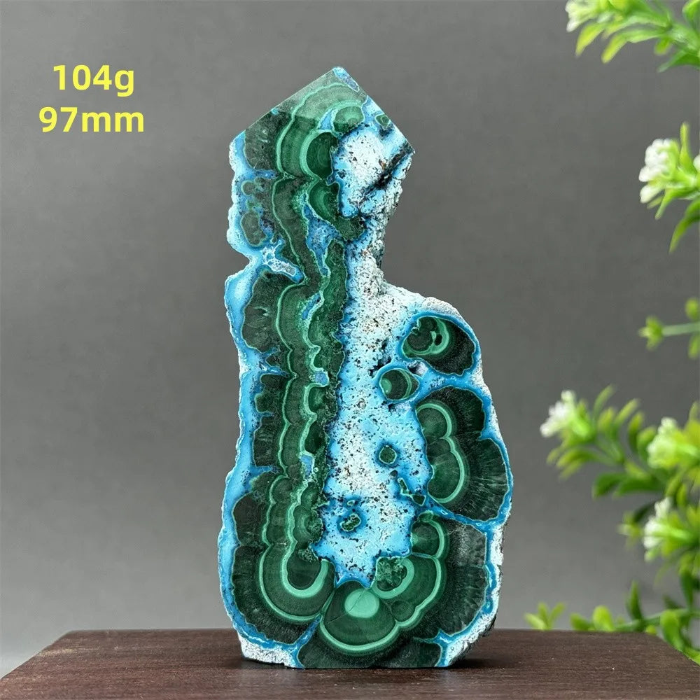 Tour de chrysocolle bleue naturelle, obélisque de forme libre, pierre brute, spécimen minéral, guérison Reiki, méditation, sorcellerie, décoration intérieure