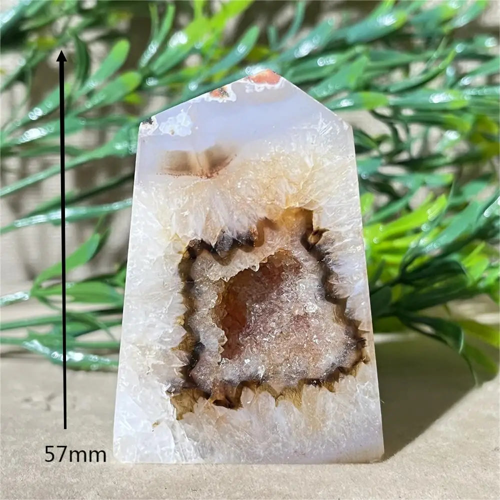Natural Carnelian Agate Druzy Flat Tower