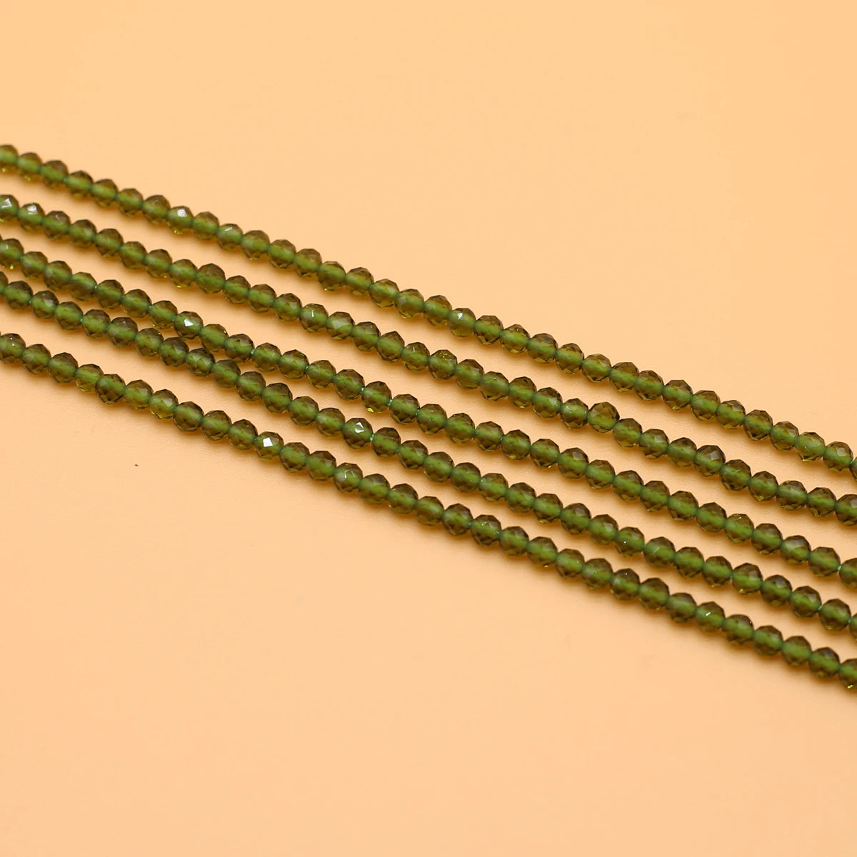 Faceted Moss Green Spinel Stone Bead Strand (3mm/125 Beads)