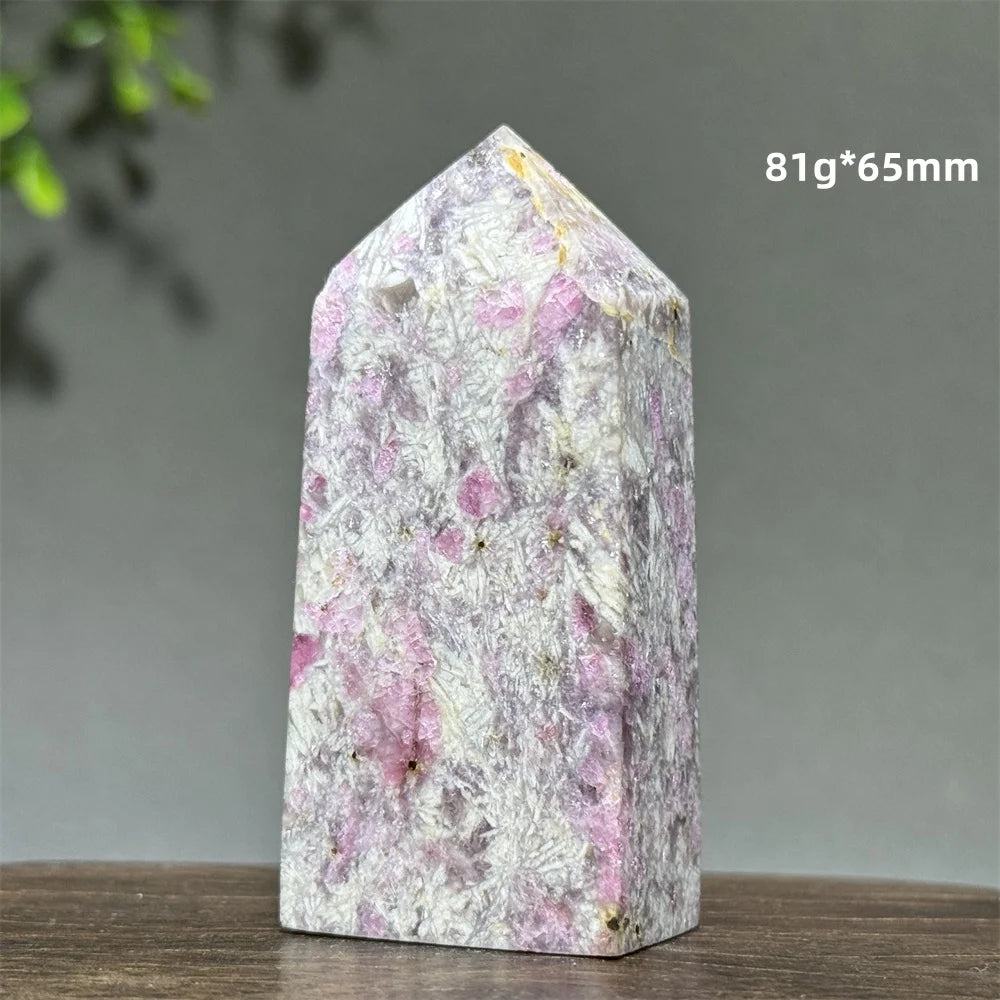 Natural Plum Blossom Tourmaline Obelisk