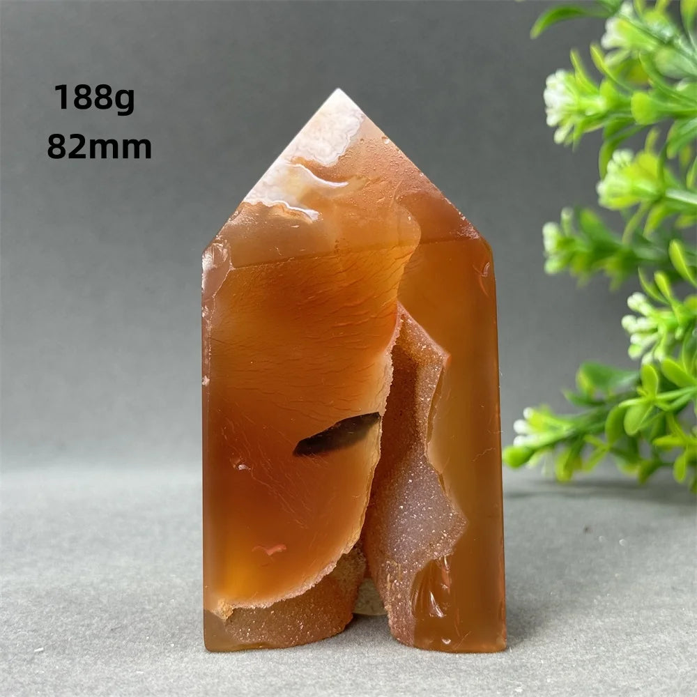 Natural Red Agate Cave Geode Obelisk