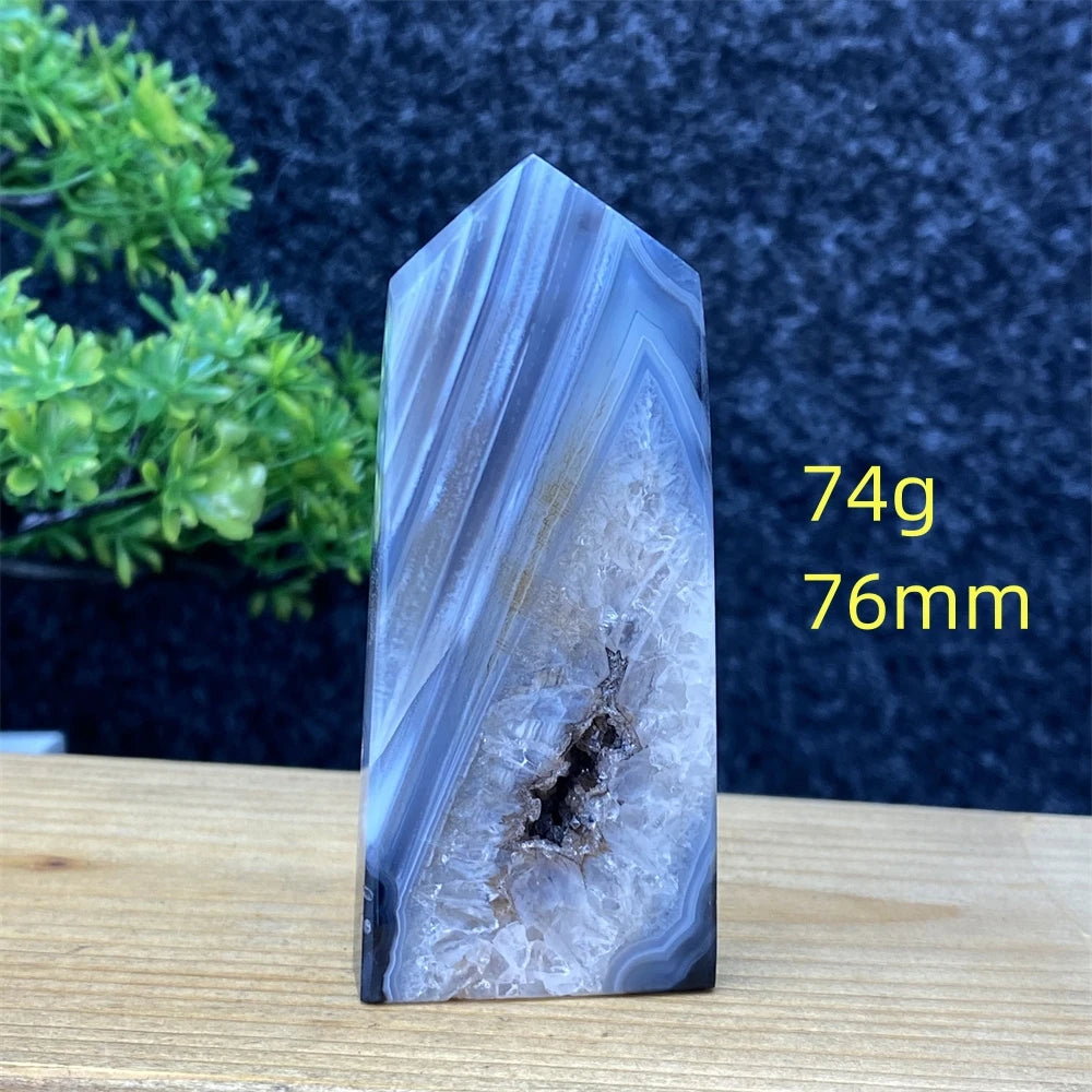 Black Agate Geode Obelisk