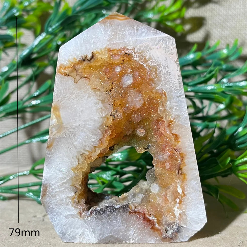 Natural Carnelian Agate Druzy Flat Tower