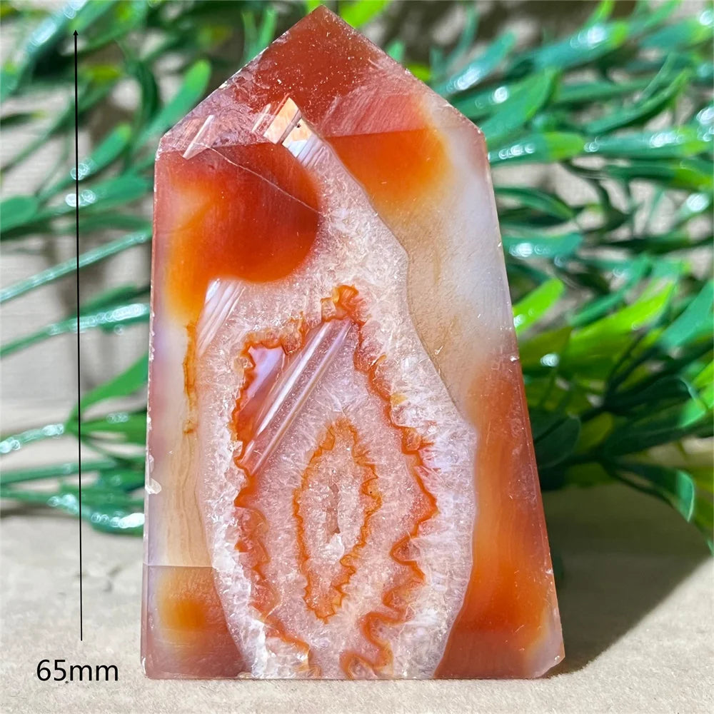 Natural Carnelian Agate Druzy Flat Tower