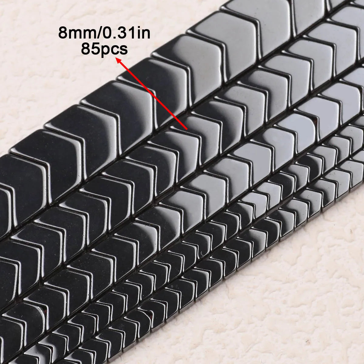 Black Hematite V-Shape Magnetic Bead Strand