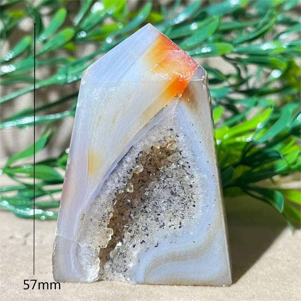 Natural Carnelian Agate Druzy Flat Tower