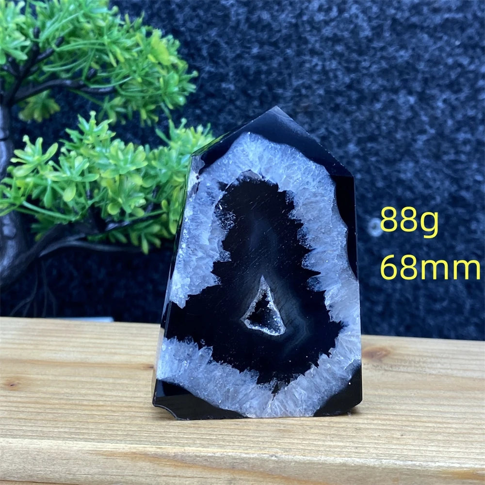 Black Agate Geode Obelisk