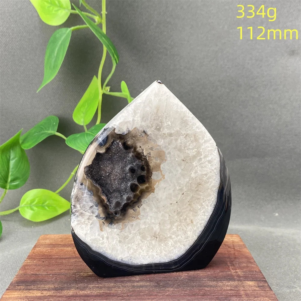 Natural Black Agate Crystal Cave Freeform