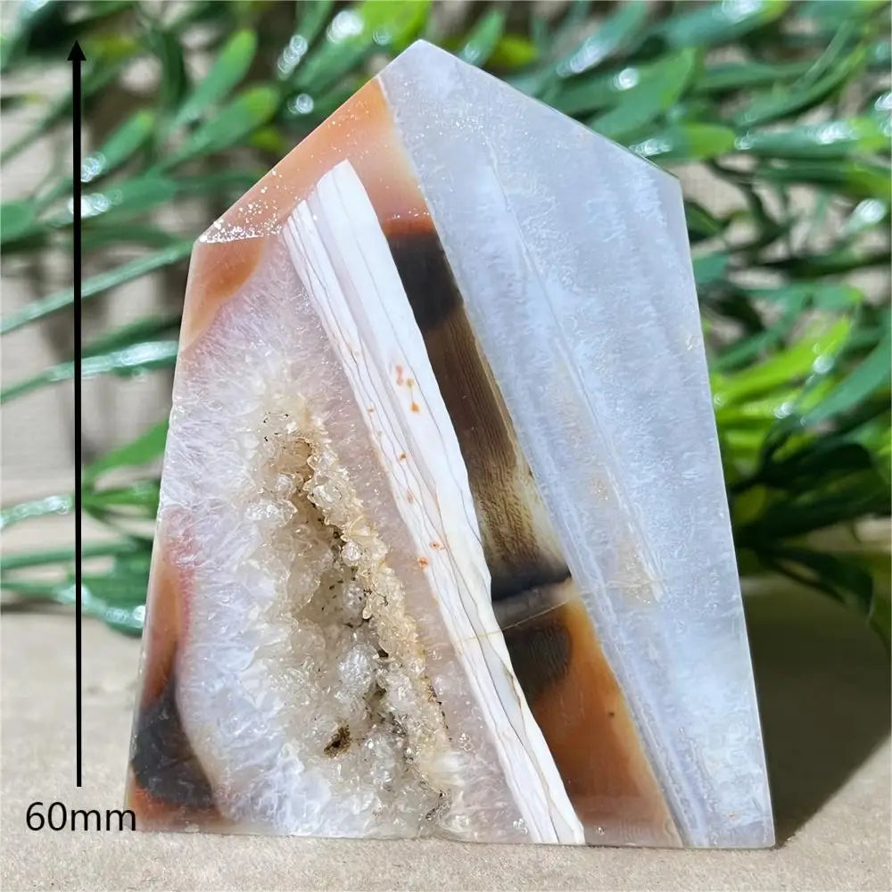 Natural Carnelian Agate Druzy Flat Tower