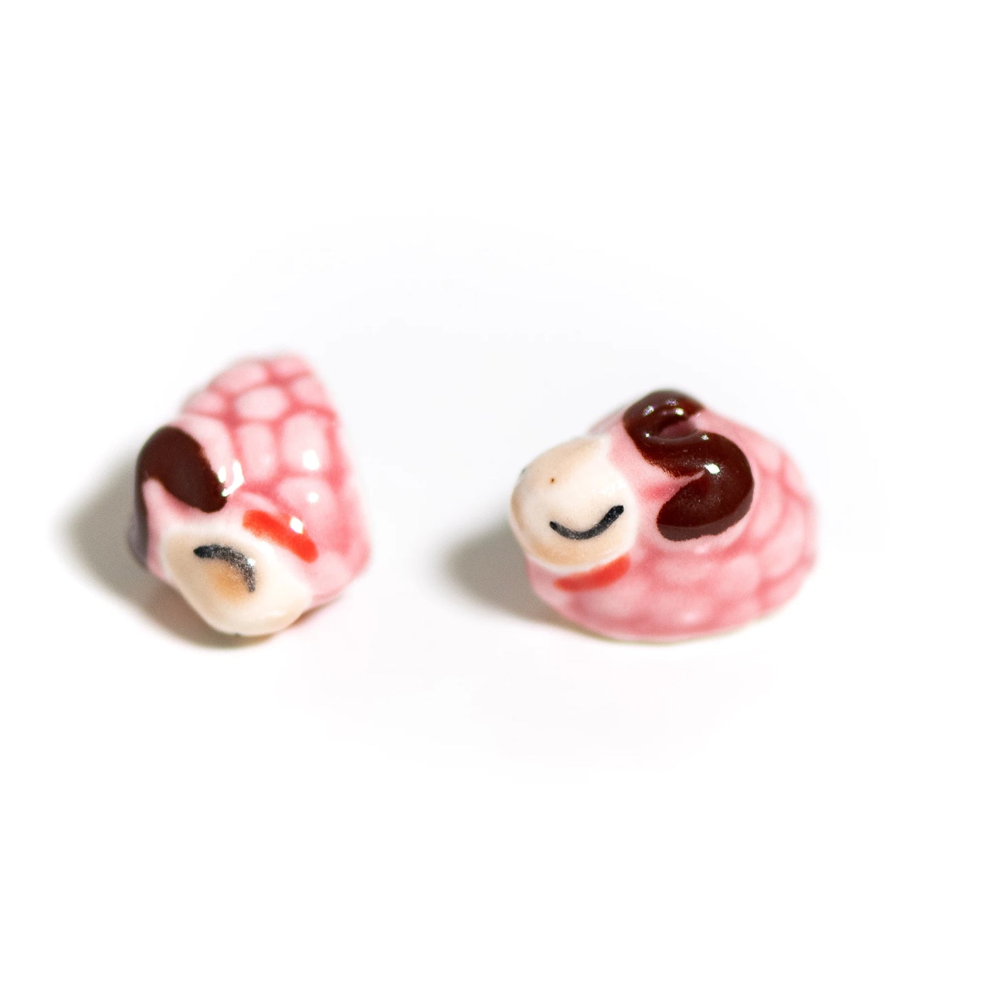 2pcs Handmade Ceramic Sheep/Ram Beads (15-18mm with 2.5-3mm Hole)