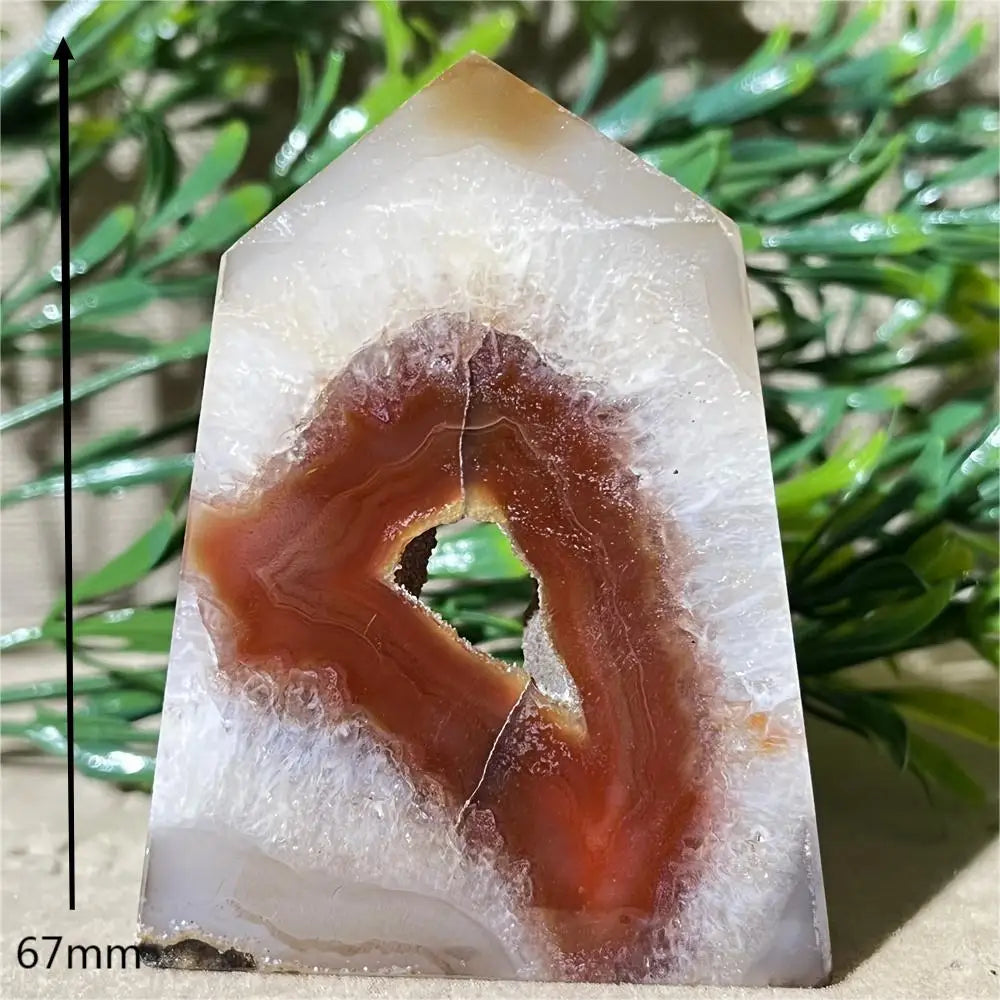 Natural Carnelian Agate Druzy Flat Tower