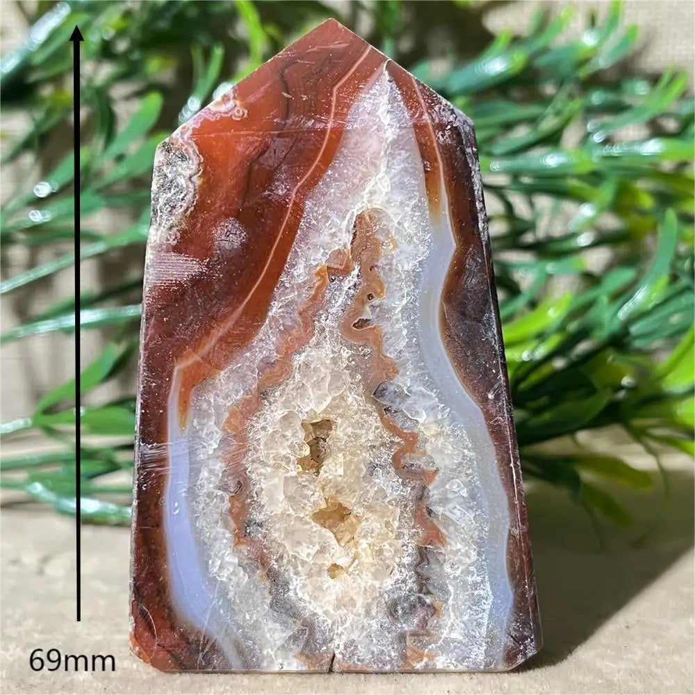 Natural Carnelian Agate Druzy Flat Tower
