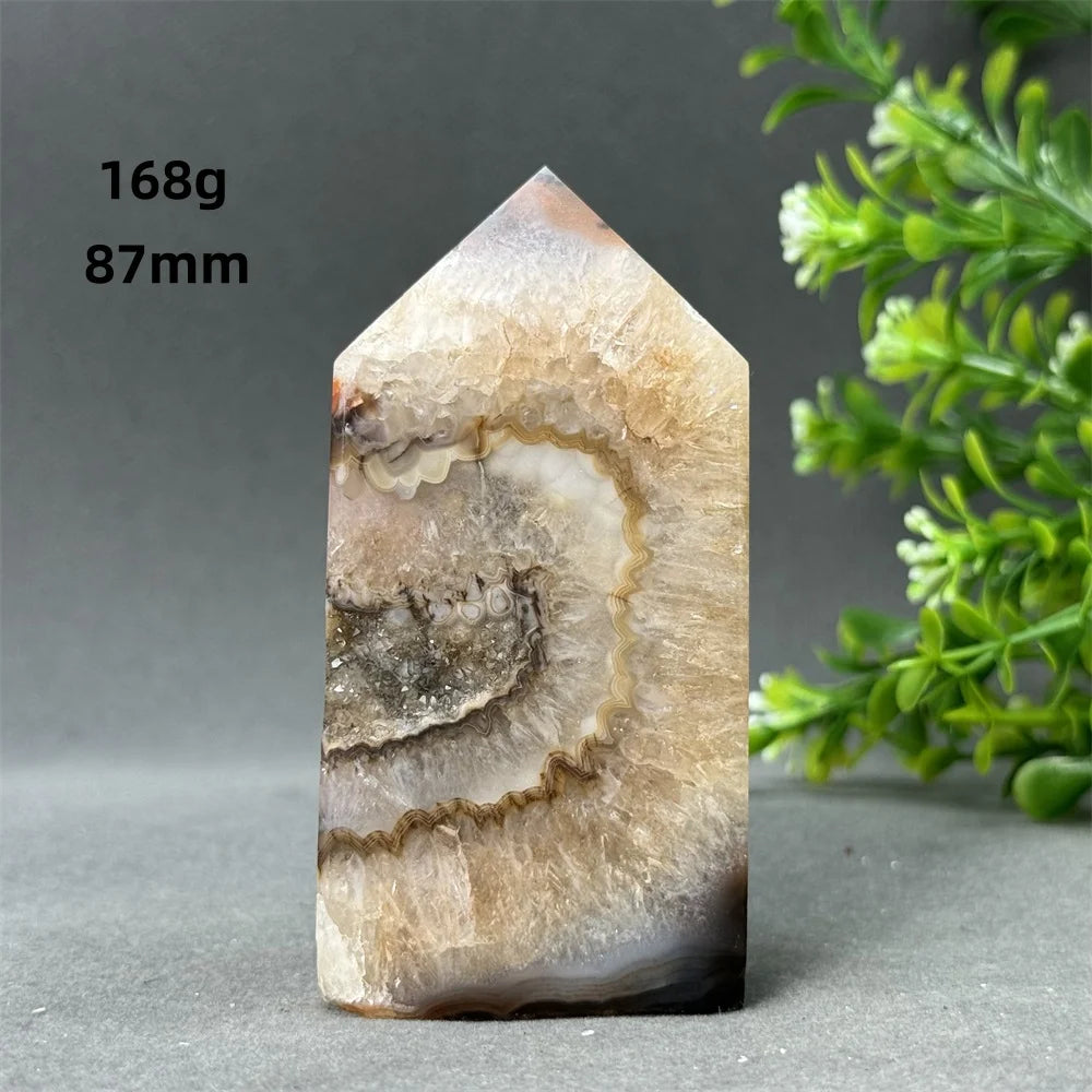 Natural Red Agate Cave Geode Obelisk