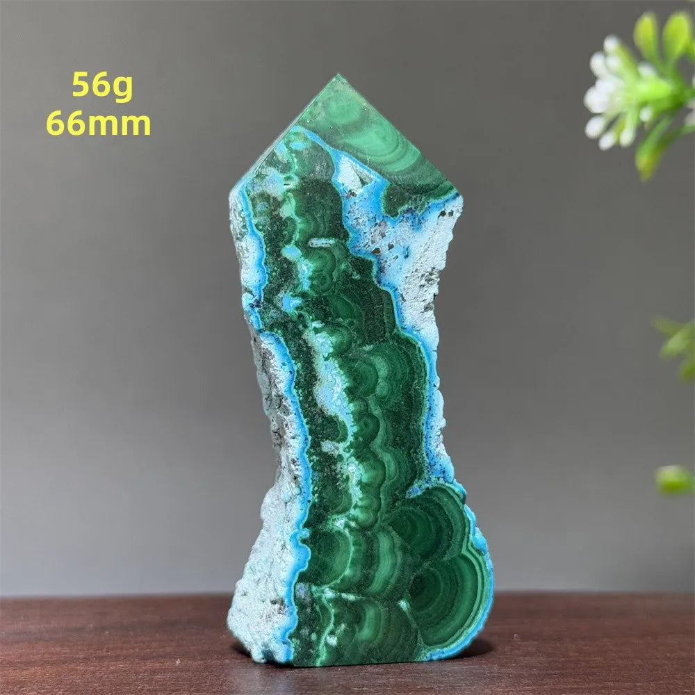 Tour de chrysocolle bleue naturelle, obélisque de forme libre, pierre brute, spécimen minéral, guérison Reiki, méditation, sorcellerie, décoration intérieure