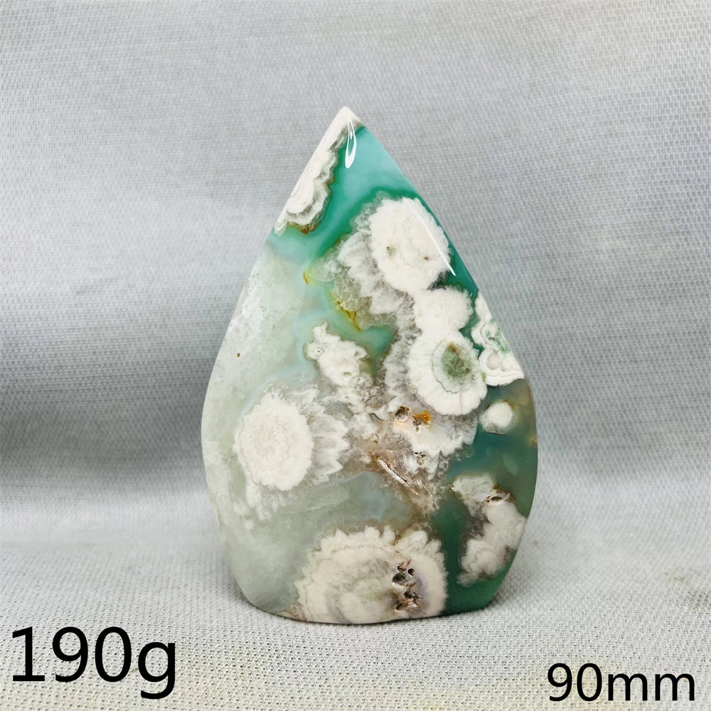 Green Cherry Blossom Agate Free Form Teardrop