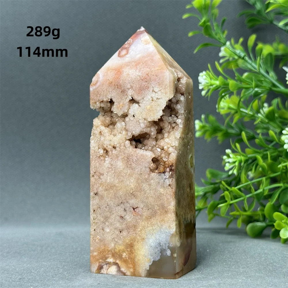 Natural Red Agate Cave Geode Obelisk