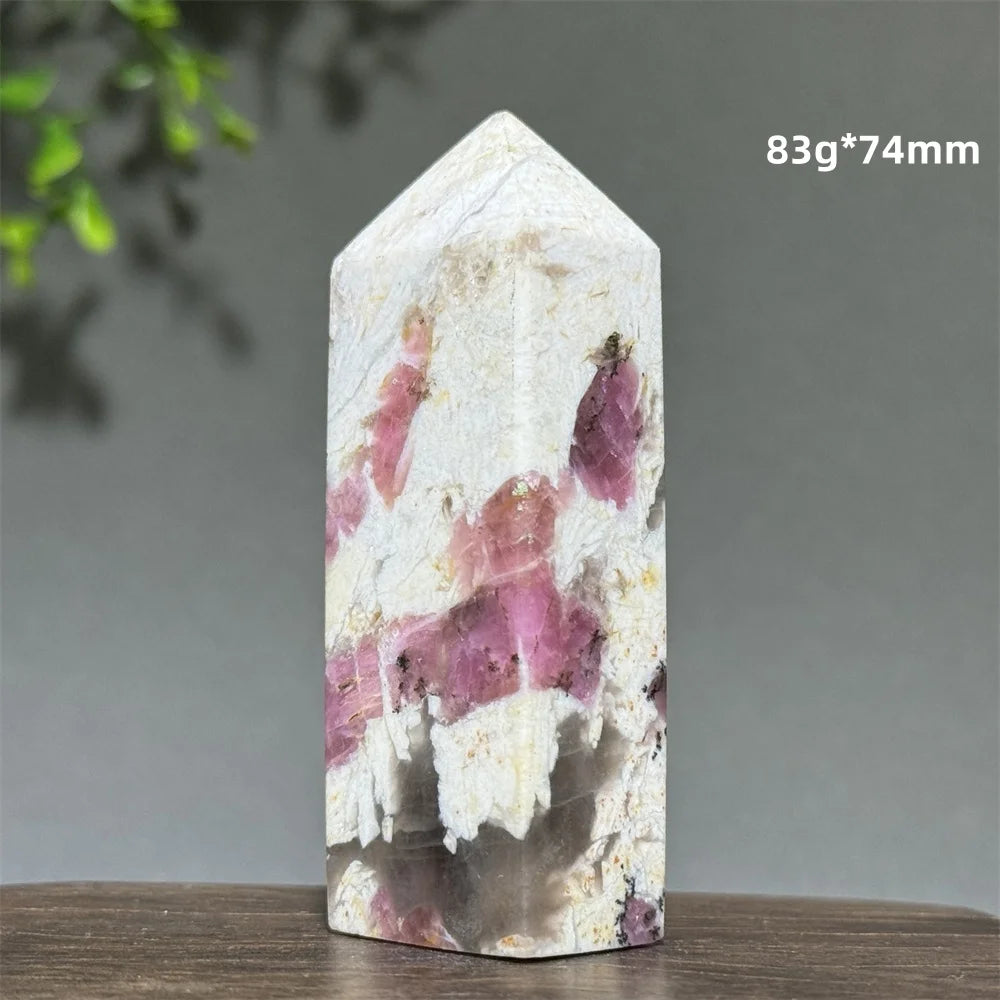 Natural Plum Blossom Tourmaline Obelisk