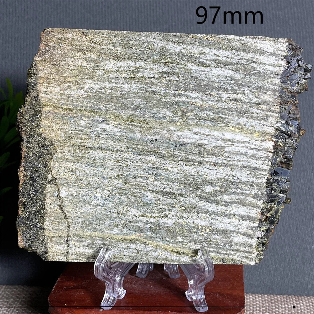 Natural Green Tourmaline Slab Specimen (With Stand)