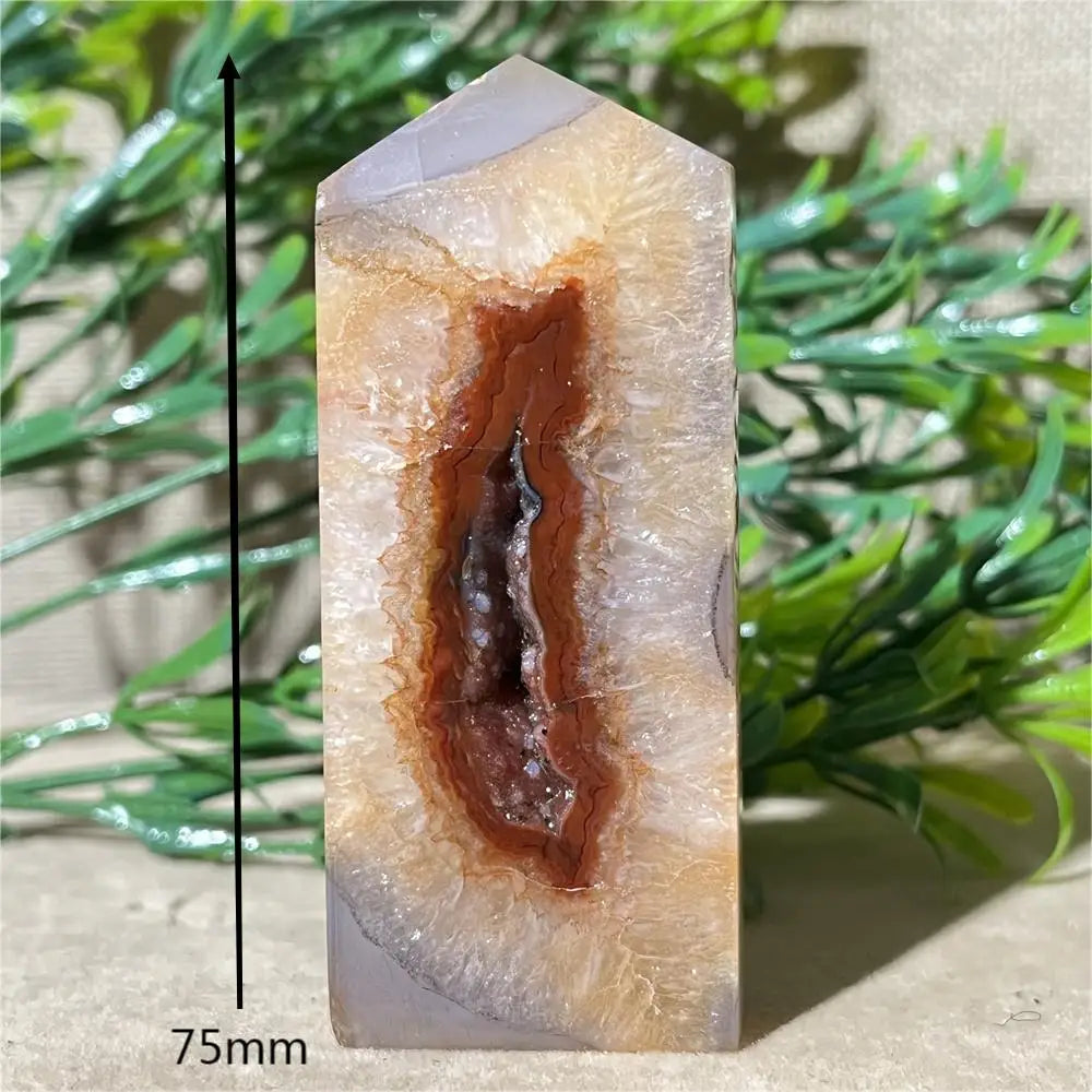 Natural Carnelian Agate Druzy Flat Tower