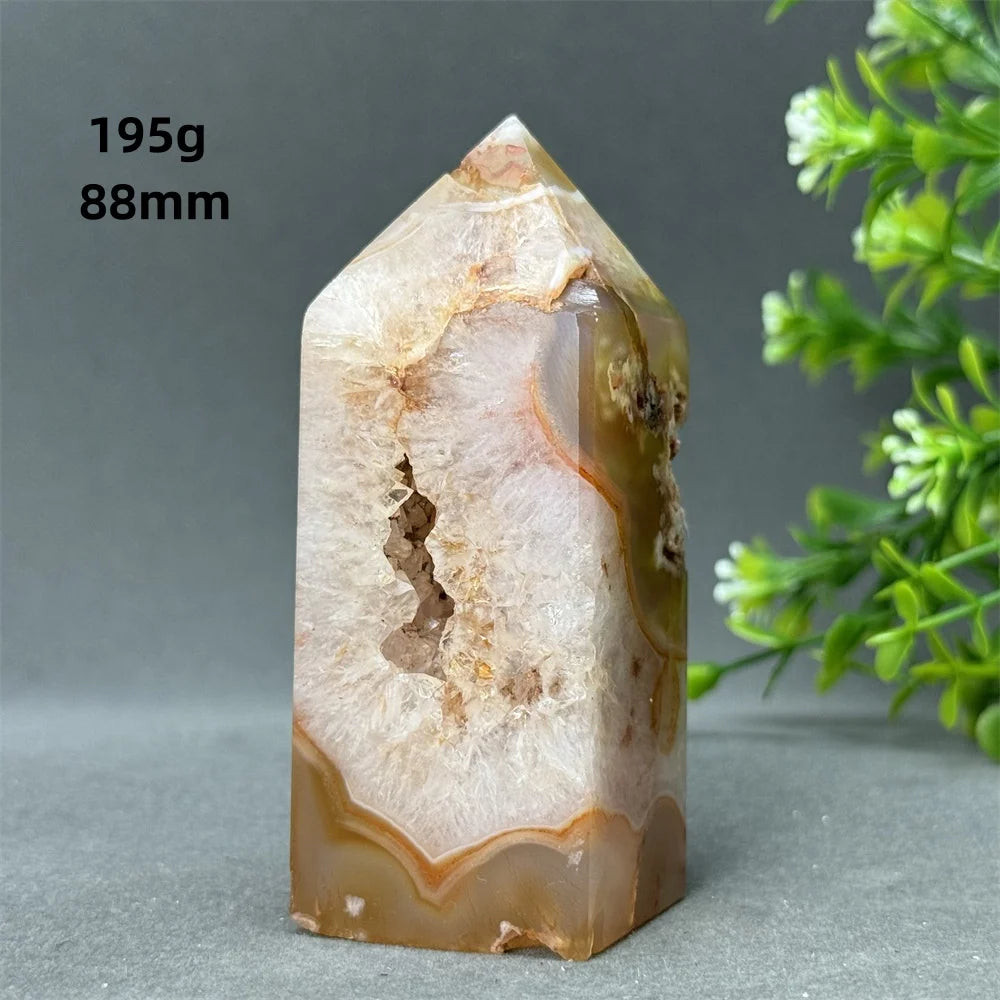 Natural Red Agate Cave Geode Obelisk