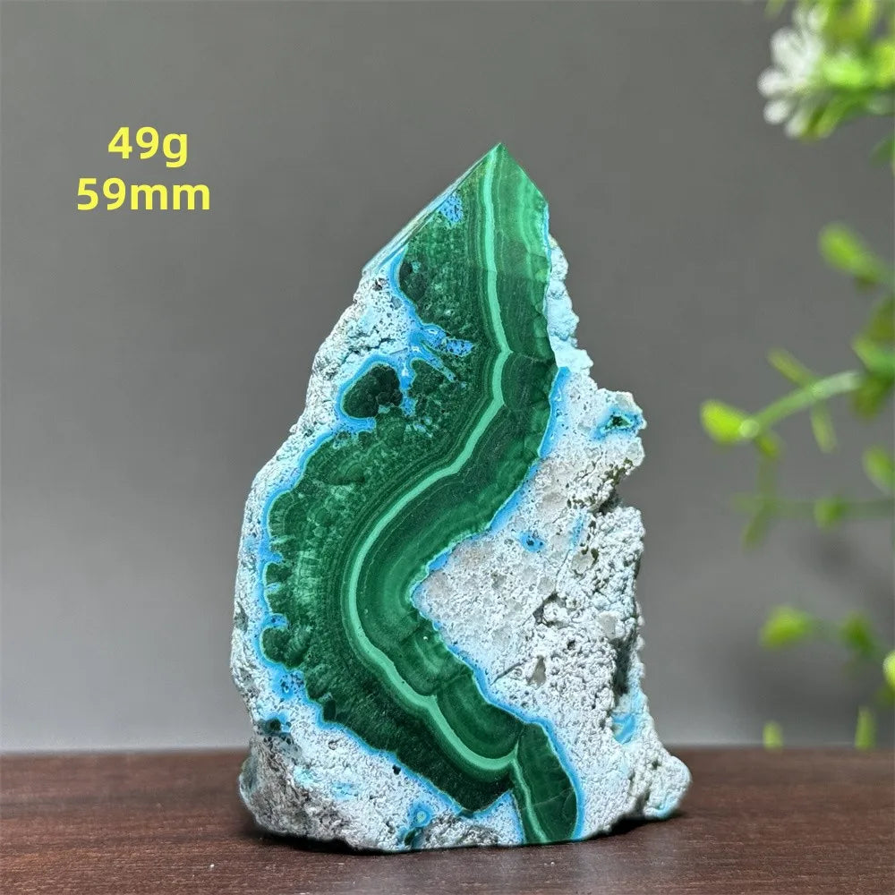 Tour de chrysocolle bleue naturelle, obélisque de forme libre, pierre brute, spécimen minéral, guérison Reiki, méditation, sorcellerie, décoration intérieure