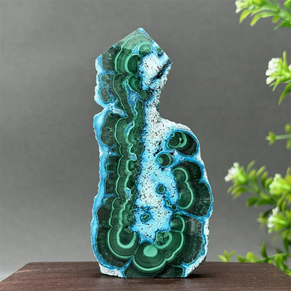 Tour de chrysocolle bleue naturelle, obélisque de forme libre, pierre brute, spécimen minéral, guérison Reiki, méditation, sorcellerie, décoration intérieure