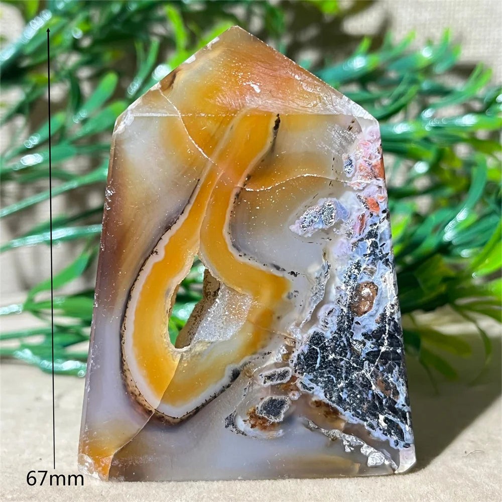 Natural Carnelian Agate Druzy Flat Tower