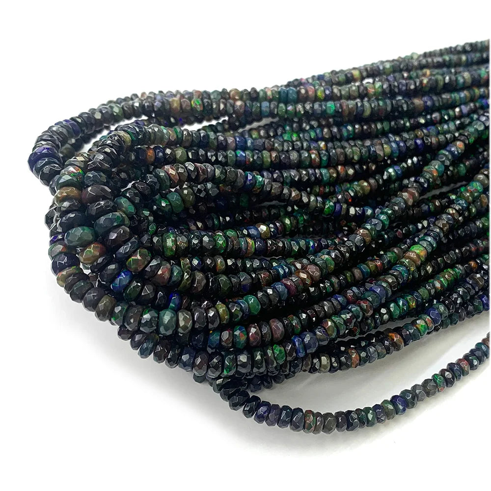 AAA Genuine Brown Fire Opal Faceted Rondelle Bead Strand