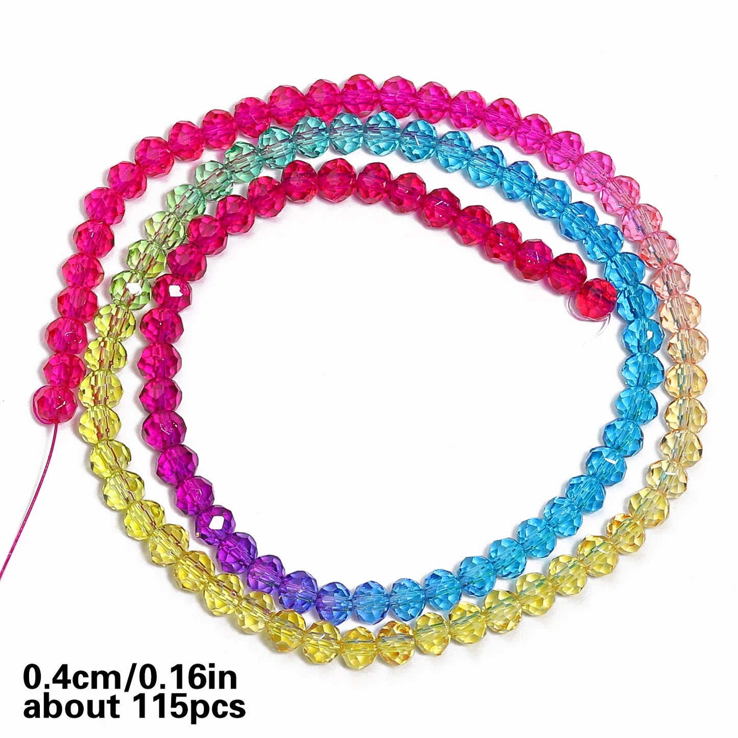 Faceted Rainbow Gradient Glass Crystal Rondelle Beads