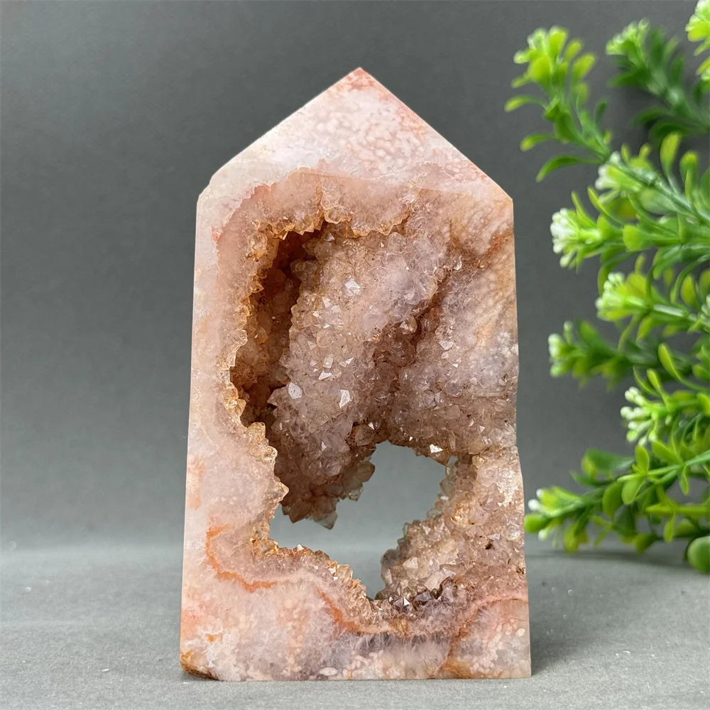 Natural Red Agate Cave Geode Obelisk