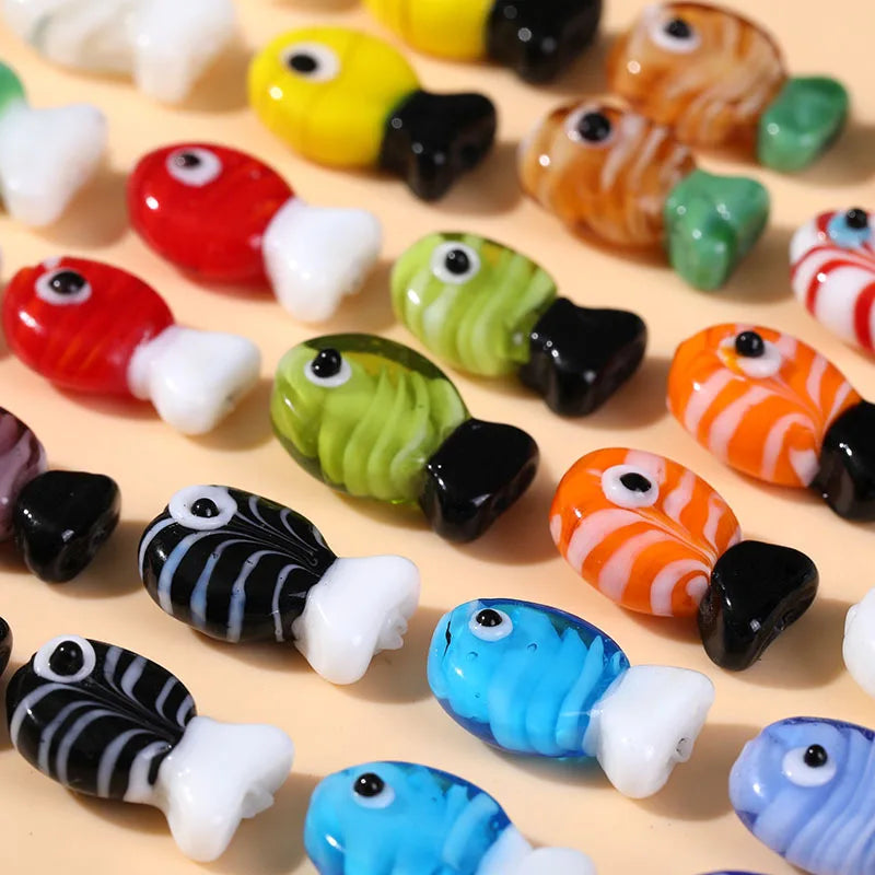 2pcs Artisan Handmade Glass Fish Beads