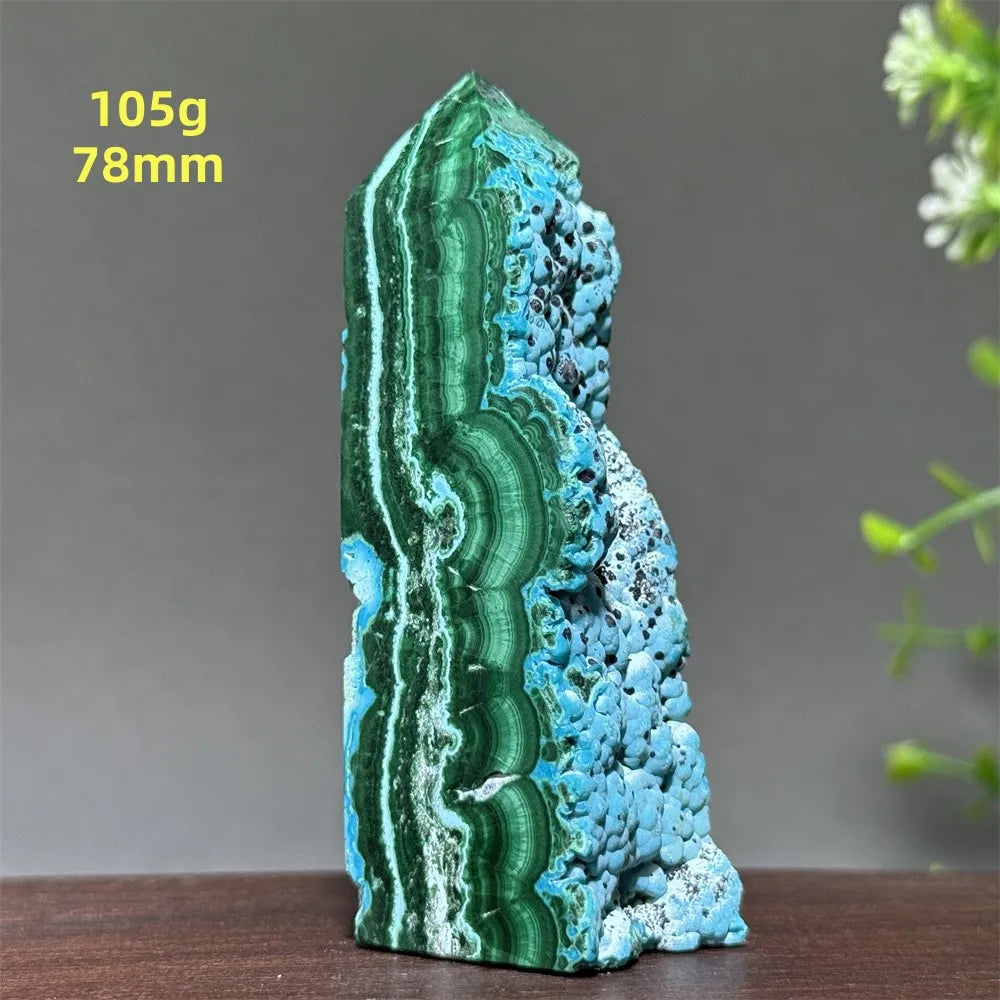 Tour de chrysocolle bleue naturelle, obélisque de forme libre, pierre brute, spécimen minéral, guérison Reiki, méditation, sorcellerie, décoration intérieure
