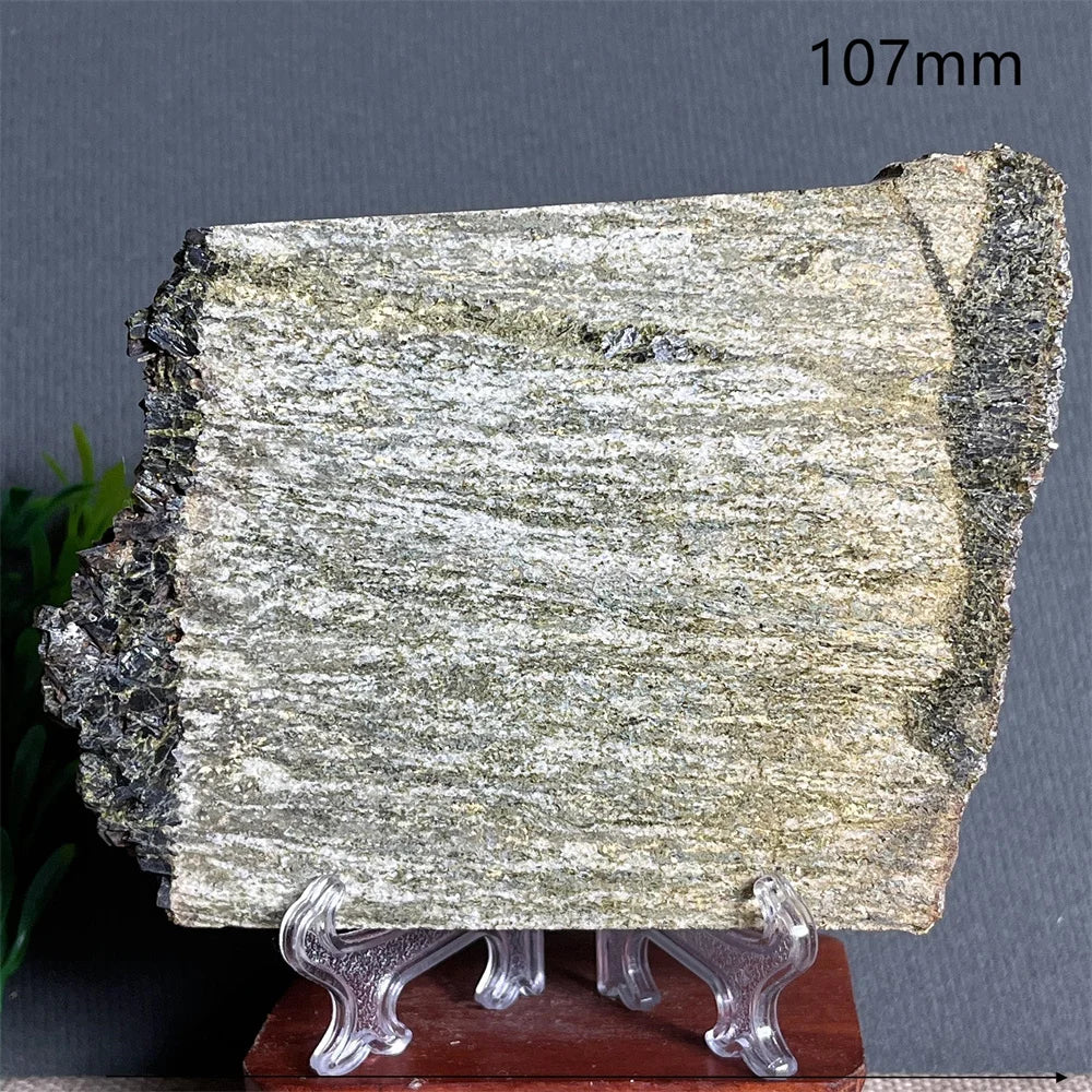 Natural Green Tourmaline Slab Specimen (With Stand)
