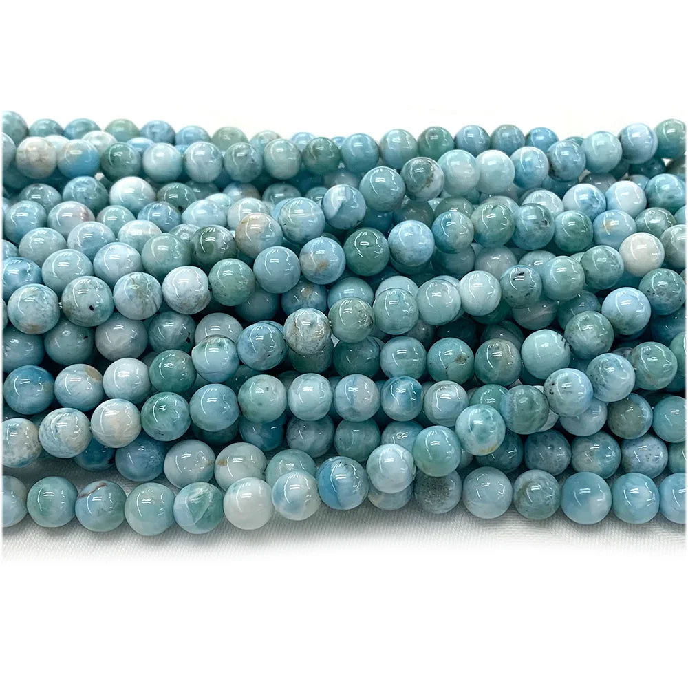 AAAA Rare Natural Blue Larimar Round Bead Strand