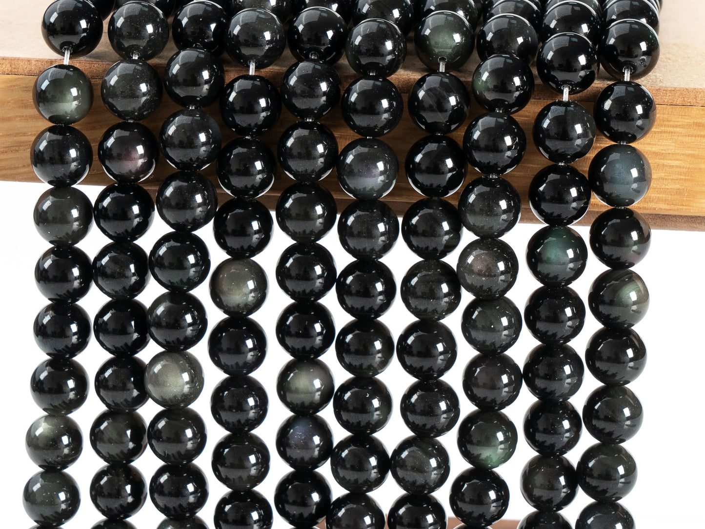 HQ Natural Rainbow Obsidian Bead Strand