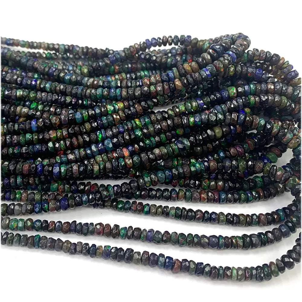 AAA Genuine Brown Fire Opal Faceted Rondelle Bead Strand