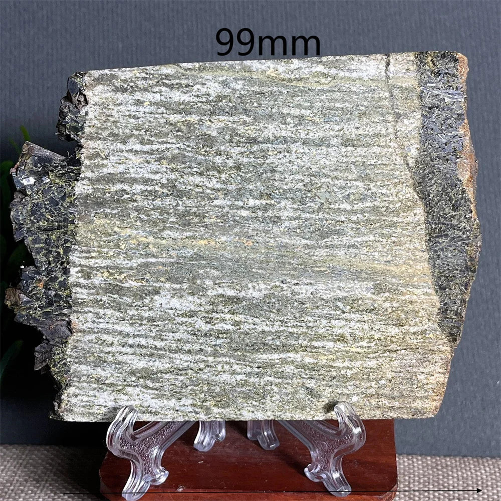 Natural Green Tourmaline Slab Specimen (With Stand)