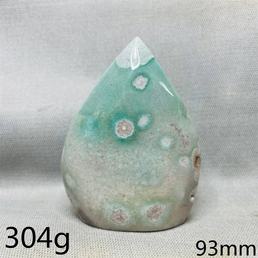 Green Cherry Blossom Agate Free Form Teardrop