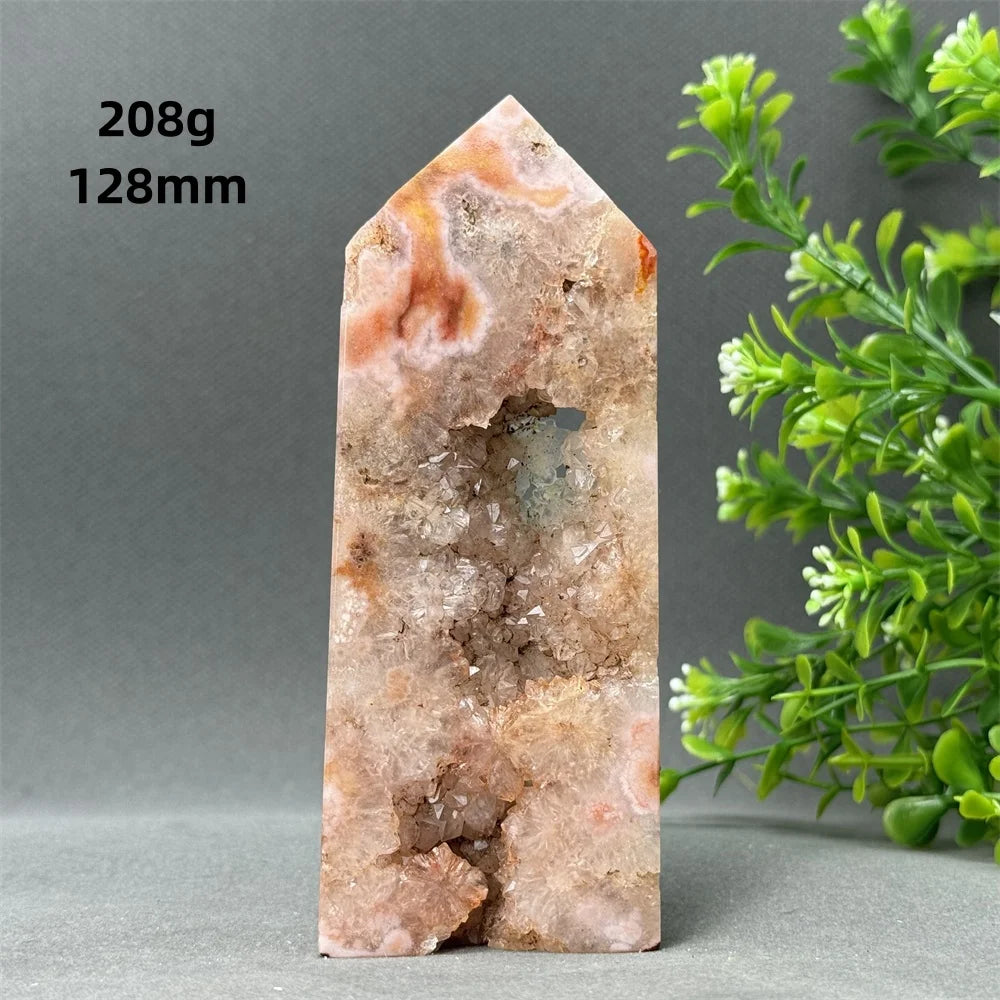 Natural Red Agate Cave Geode Obelisk