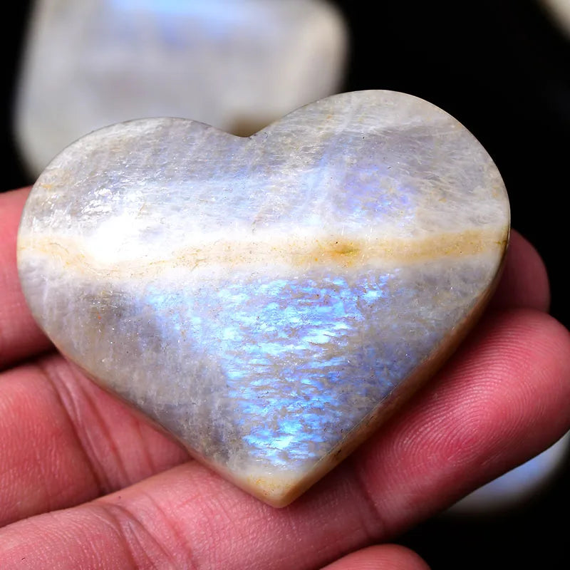 Natural Moonstone Hand-Polished Heart