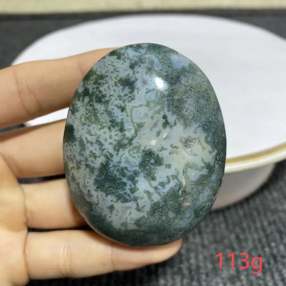 Natural Moss Agate Palm Stone