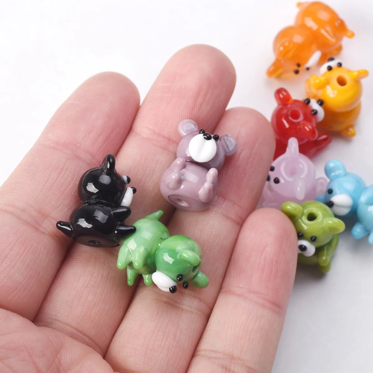 2pcs Bear Handmade Lampwork Glass Beads (15x20mm)