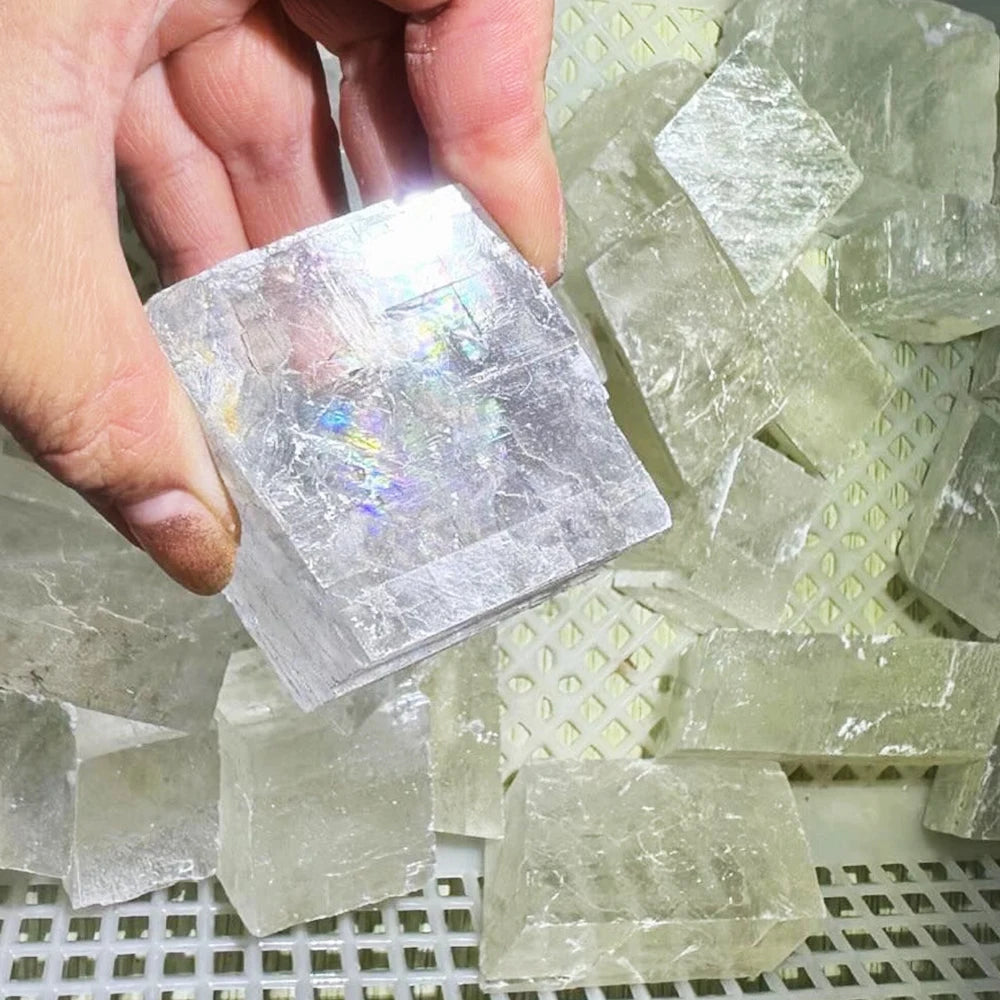 Natural Rainbow Calcite Cube