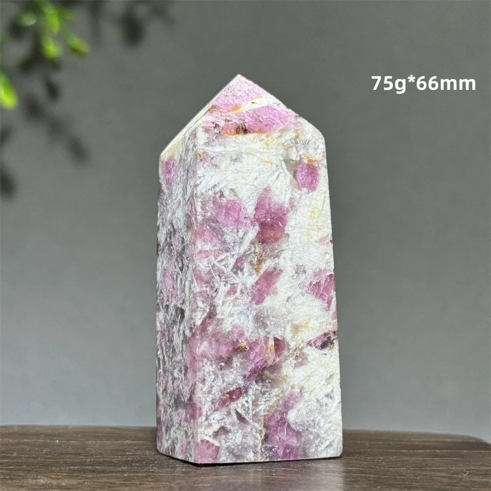 Natural Plum Blossom Tourmaline Obelisk
