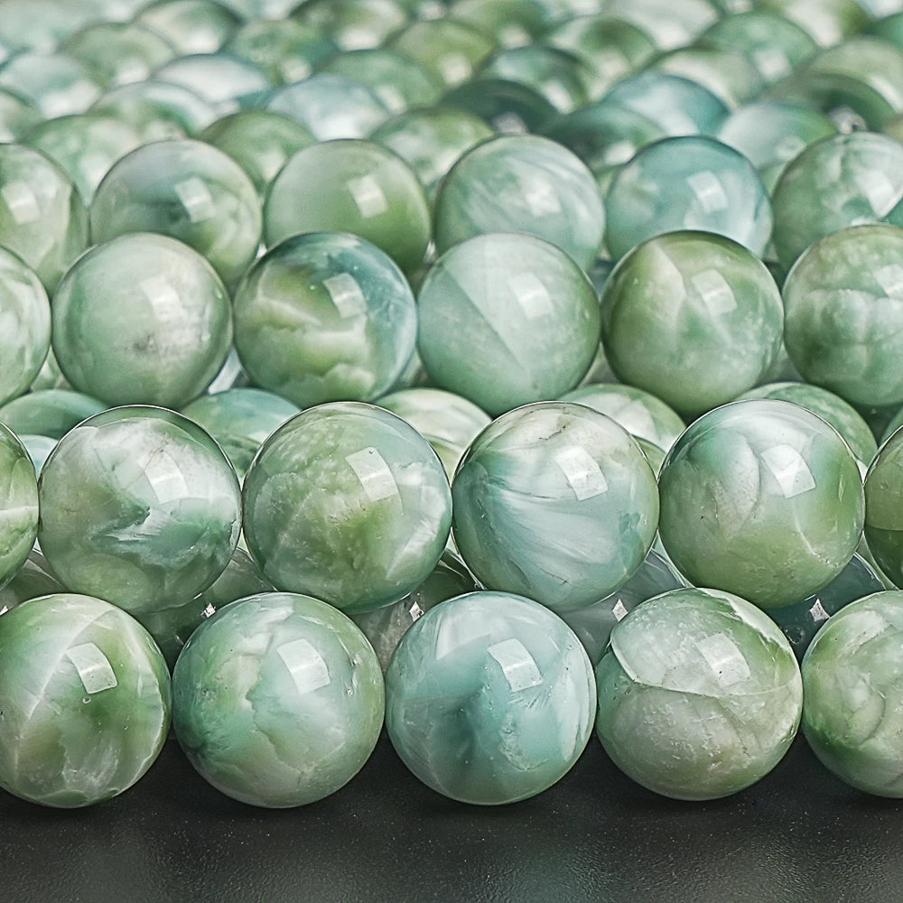 HQ Genuine Natural Green Angelite Bead Strand