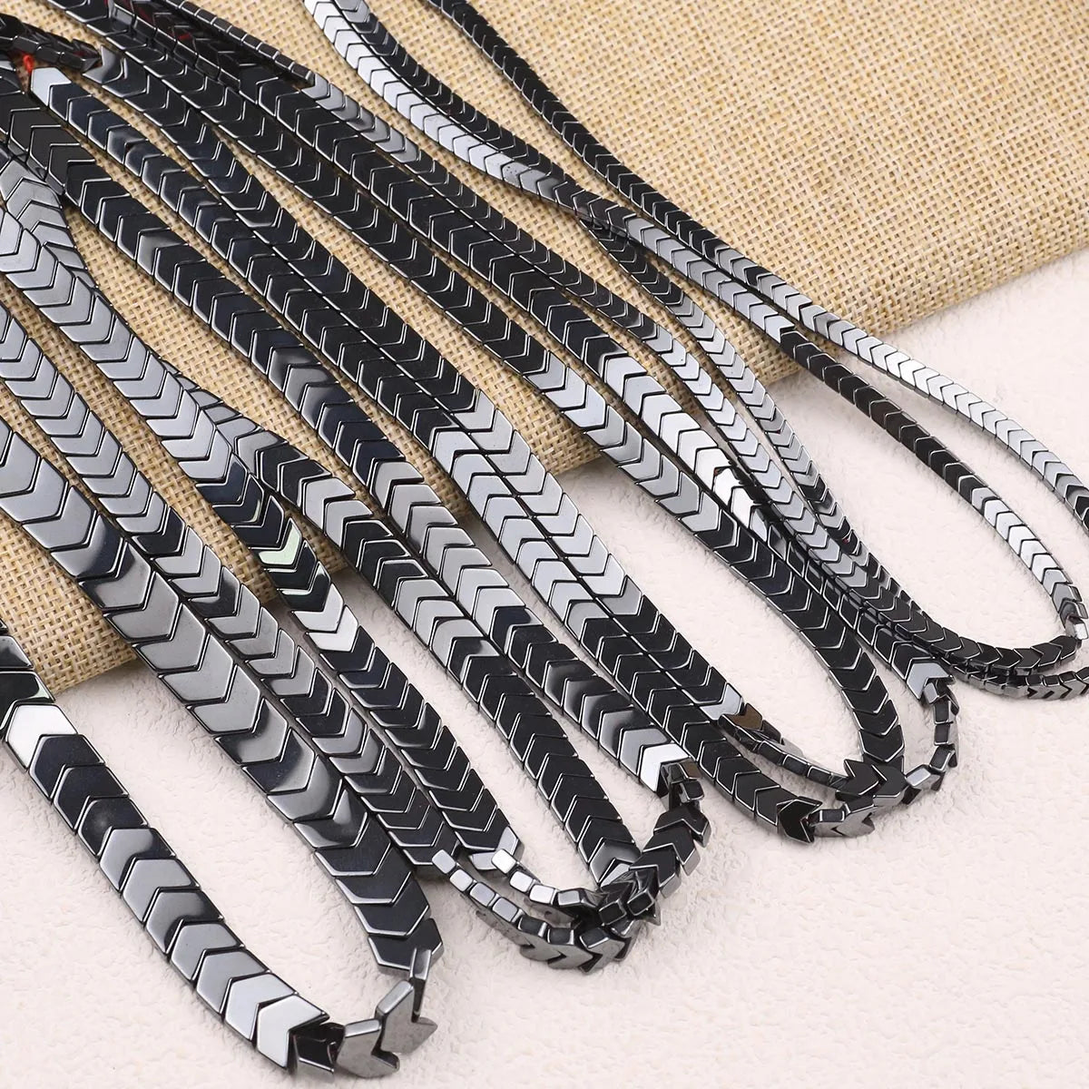 Black Hematite V-Shape Magnetic Bead Strand